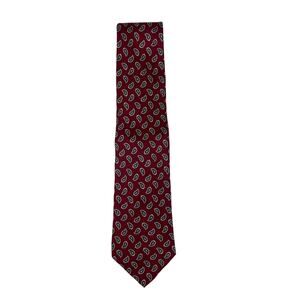 Vintage Bert Pulitzer 100% Silk Men's Necktie-Maroon/Navy Paisley Print